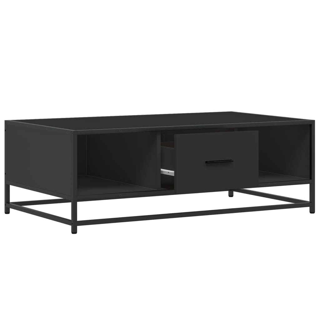 Industrial Wooden Living Room Square Coffee Table With Storage Drawer & Open Shelves