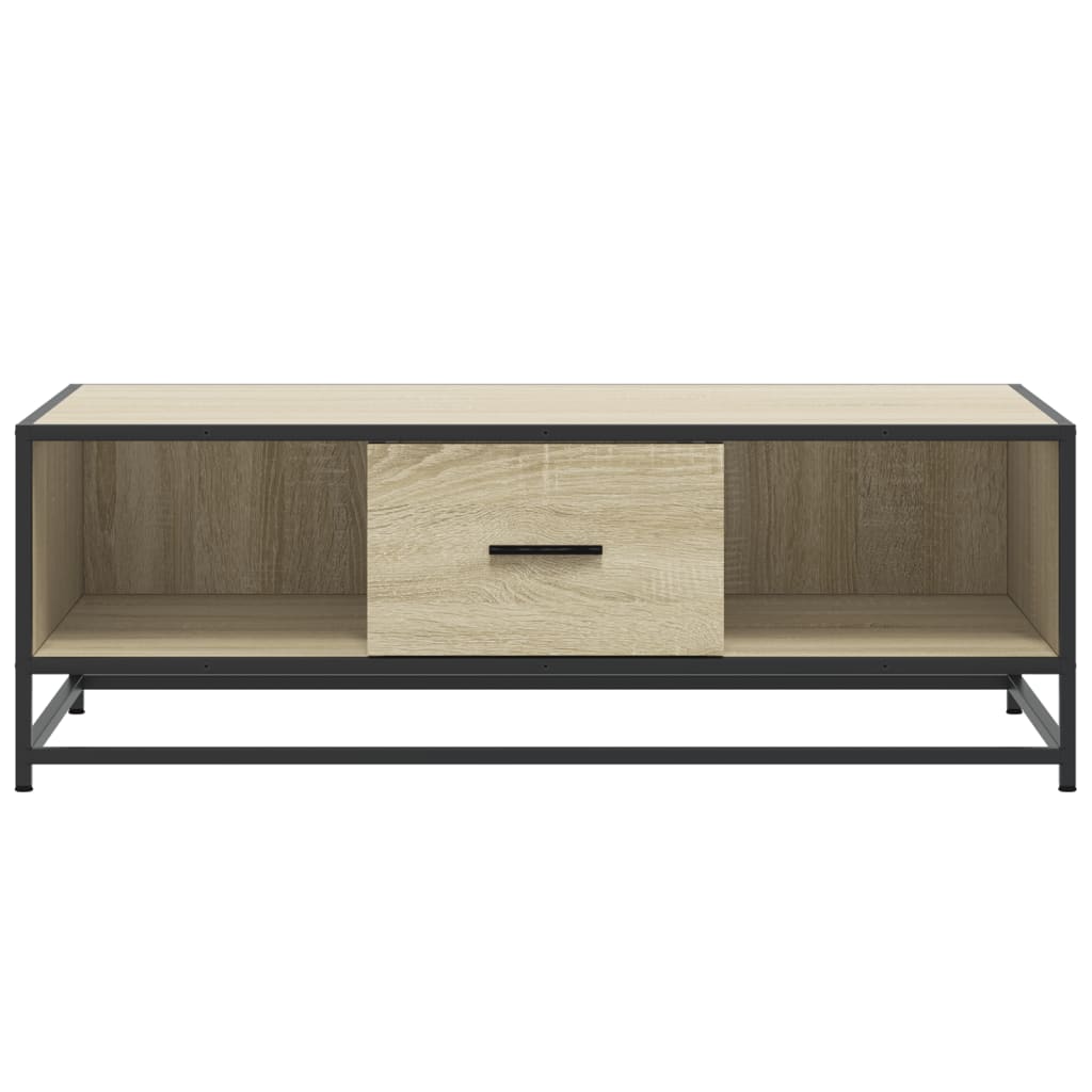 Industrial Wooden Living Room Square Coffee Table With Storage Drawer & Open Shelves