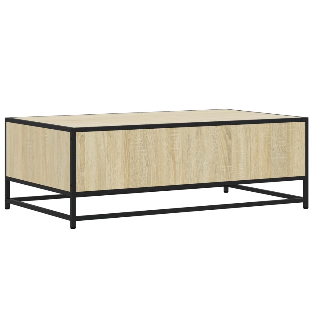 Industrial Wooden Living Room Square Coffee Table With Storage Drawer & Open Shelves