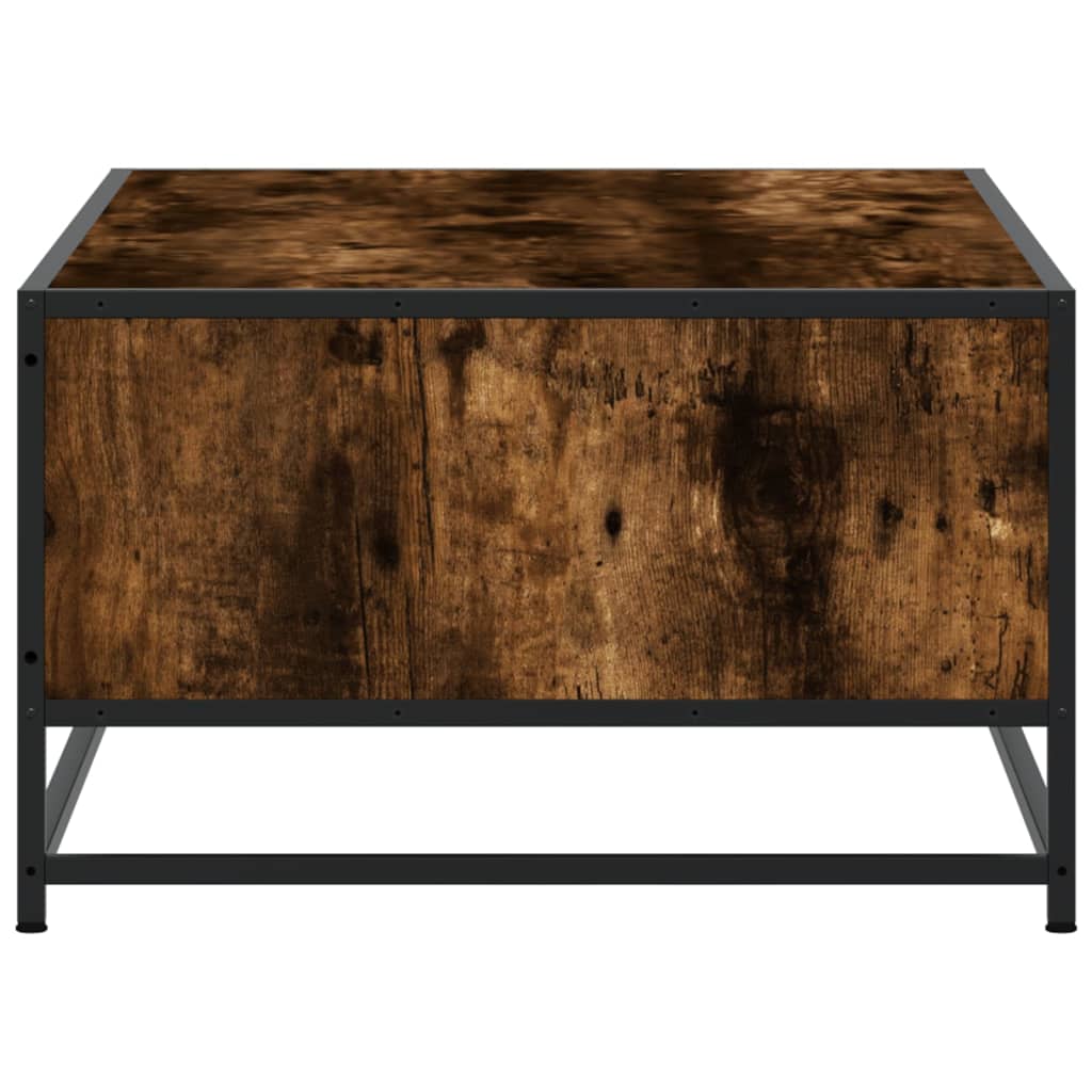 Industrial Wooden Living Room Square Coffee Table With Storage Drawer & Open Shelves