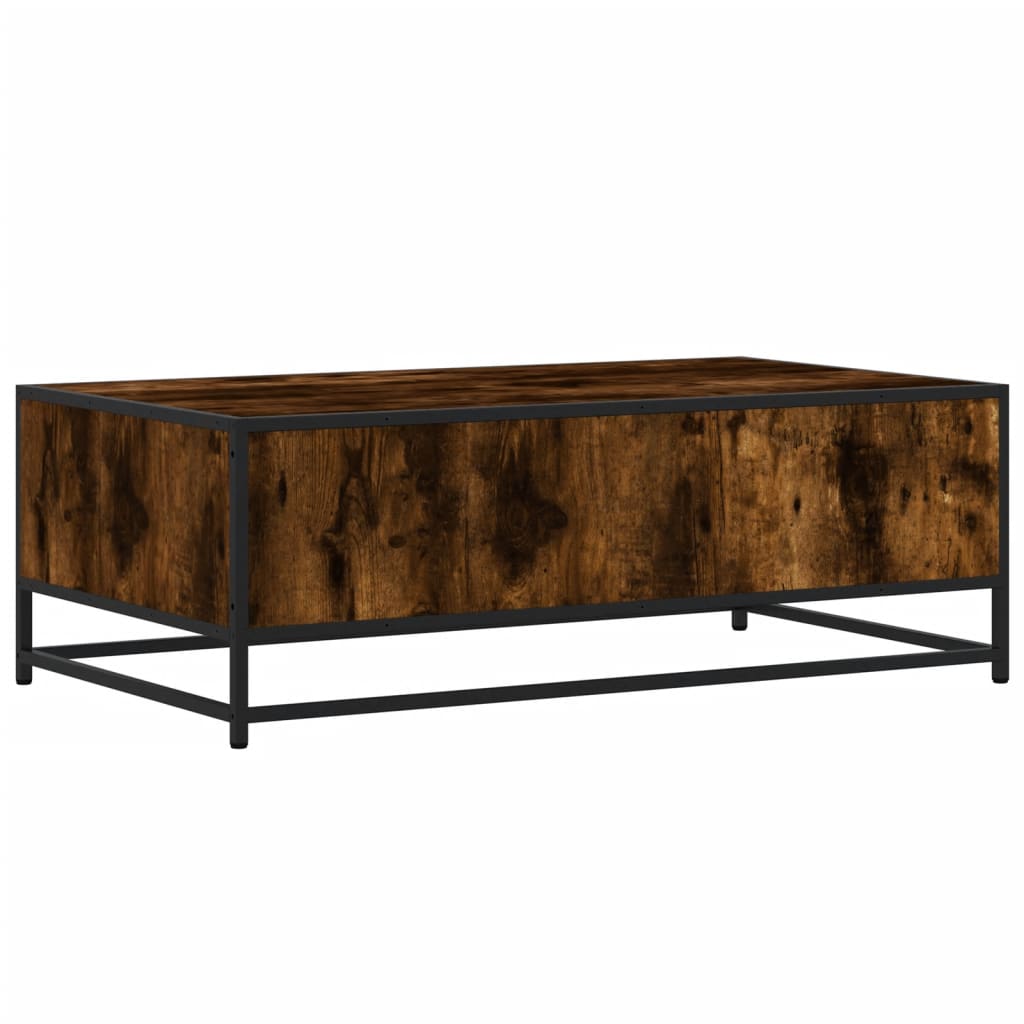 Industrial Wooden Living Room Square Coffee Table With Storage Drawer & Open Shelves