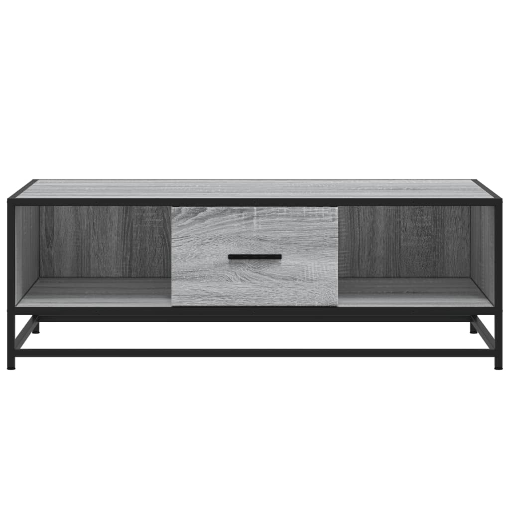Industrial Wooden Living Room Square Coffee Table With Storage Drawer & Open Shelves