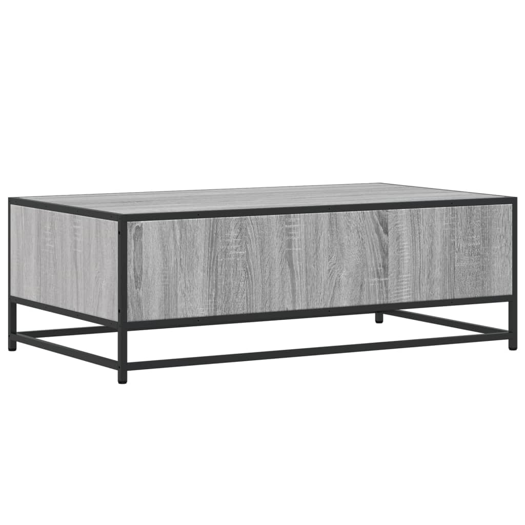 Industrial Wooden Living Room Square Coffee Table With Storage Drawer & Open Shelves