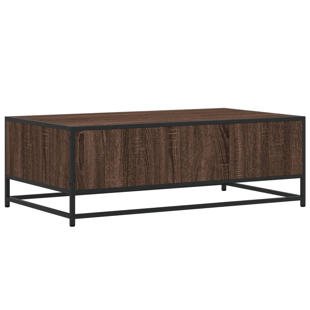 Industrial Wooden Living Room Square Coffee Table With Storage Drawer & Open Shelves