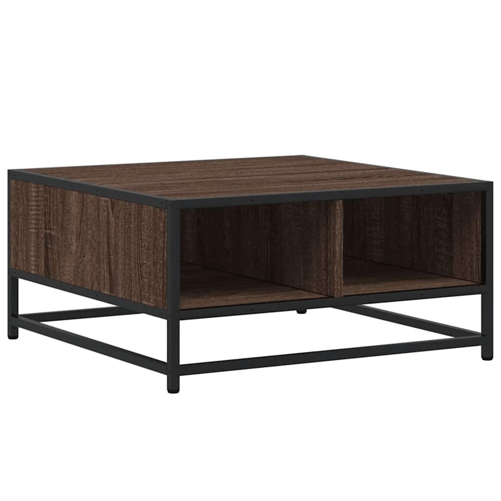 Coffee Table Brown Oak 60.5x60.5x30 cm Engineered Wood and Metal