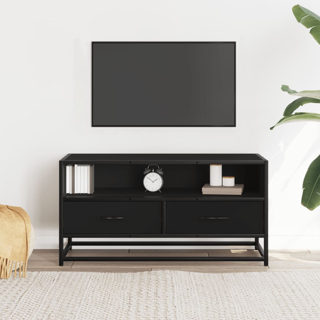 Industrial Wooden 31 Inch TV Tele Stand Unit Cabinet With Storage Drawers Shelf