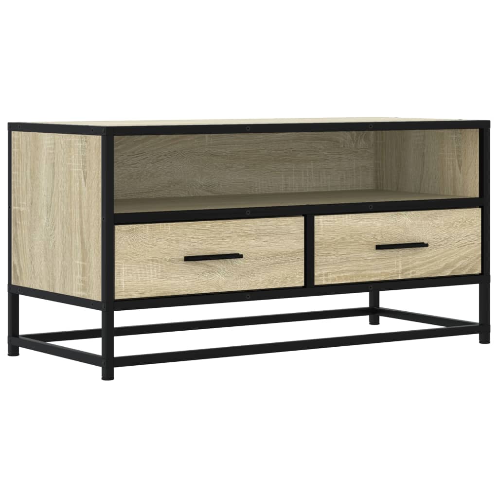 Industrial Wooden 31 Inch TV Tele Stand Unit Cabinet With Storage Drawers Shelf