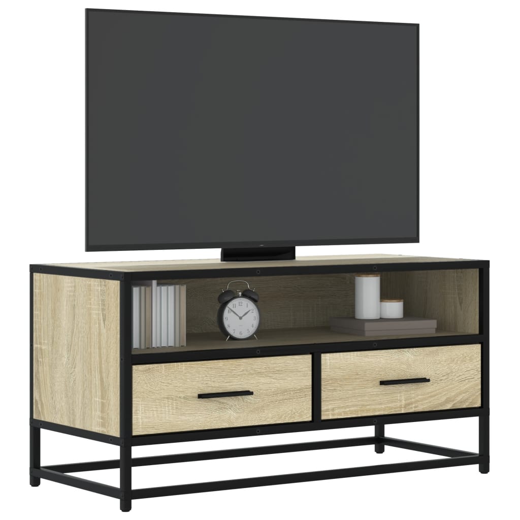 Industrial Wooden 31 Inch TV Tele Stand Unit Cabinet With Storage Drawers Shelf