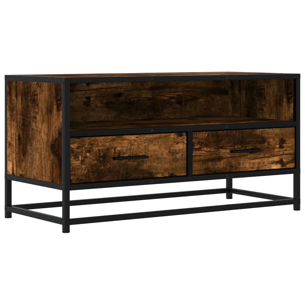 Industrial Wooden 31 Inch TV Tele Stand Unit Cabinet With Storage Drawers Shelf
