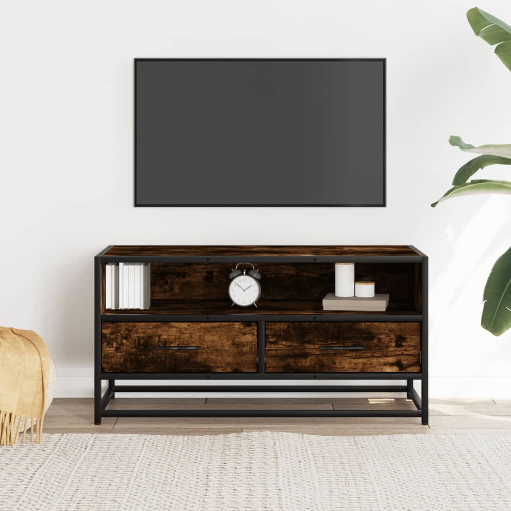 Industrial Wooden 31 Inch TV Tele Stand Unit Cabinet With Storage Drawers Shelf