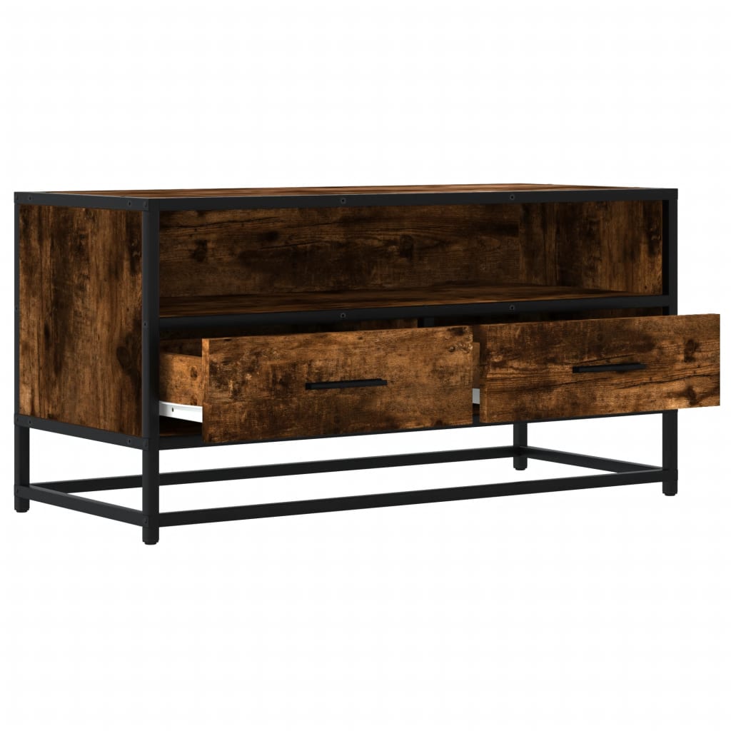 Industrial Wooden 31 Inch TV Tele Stand Unit Cabinet With Storage Drawers Shelf