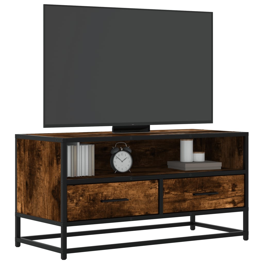 Industrial Wooden 31 Inch TV Tele Stand Unit Cabinet With Storage Drawers Shelf