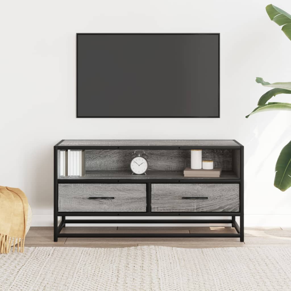 Industrial Wooden 31 Inch TV Tele Stand Unit Cabinet With Storage Drawers Shelf