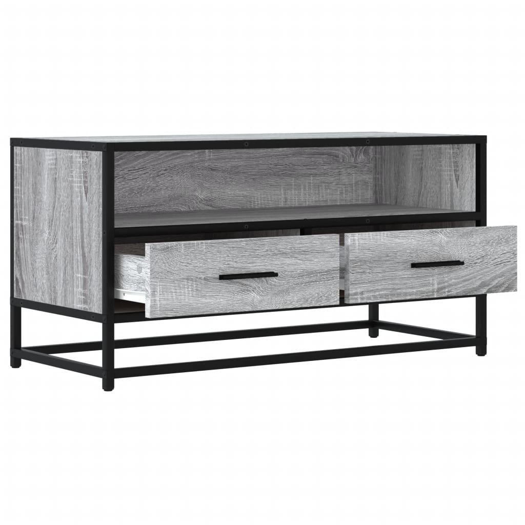 Industrial Wooden 31 Inch TV Tele Stand Unit Cabinet With Storage Drawers Shelf