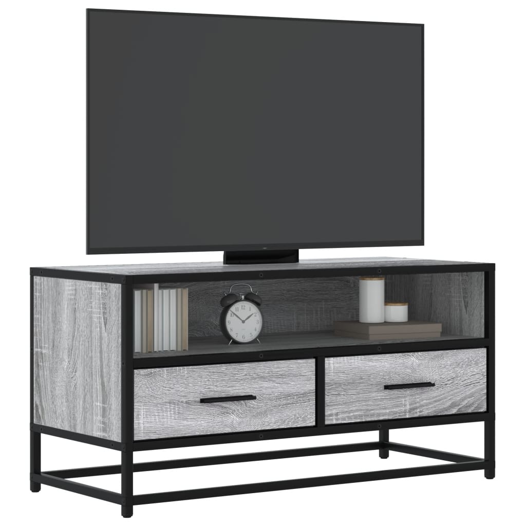 Industrial Wooden 31 Inch TV Tele Stand Unit Cabinet With Storage Drawers Shelf
