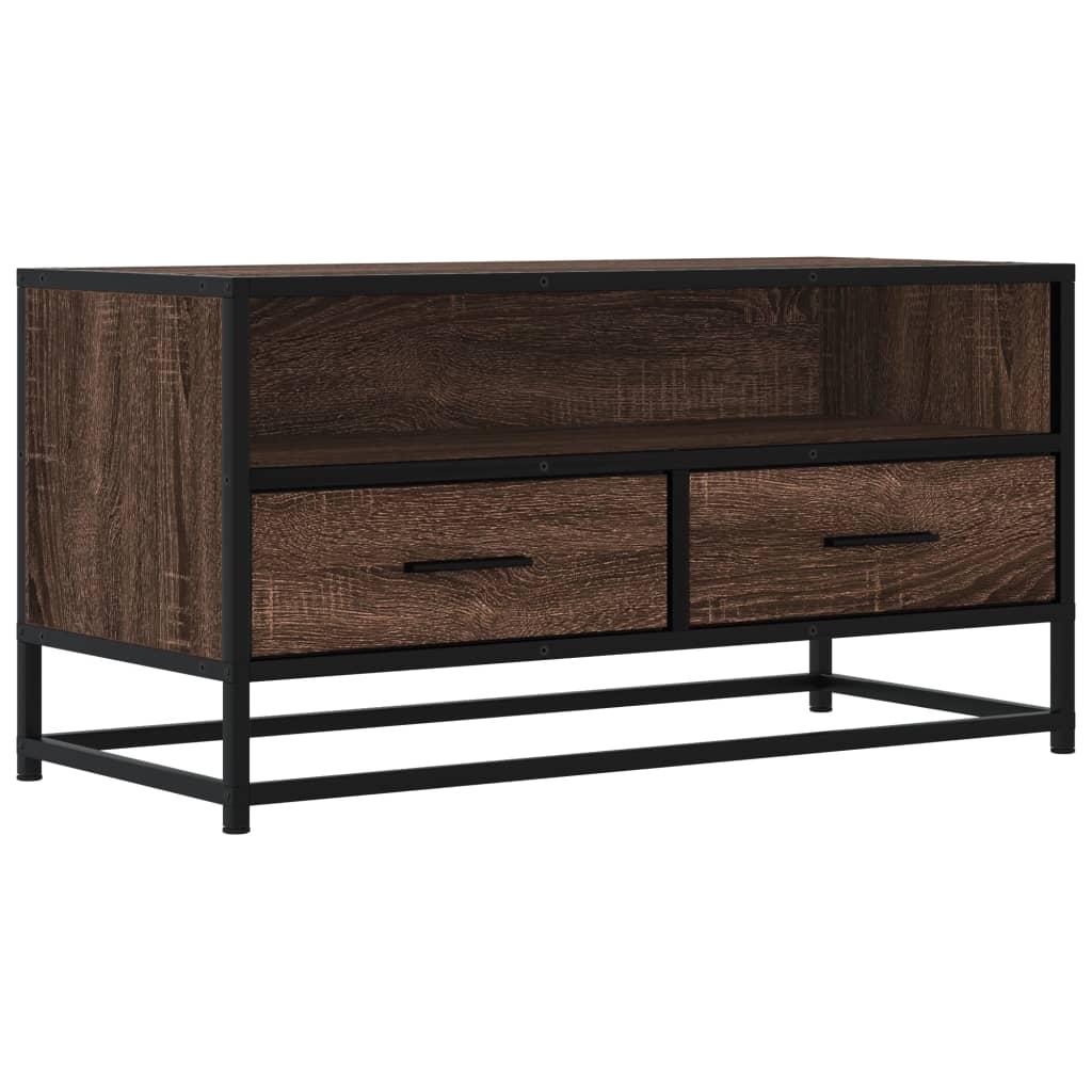 Industrial Wooden 31 Inch TV Tele Stand Unit Cabinet With Storage Drawers Shelf