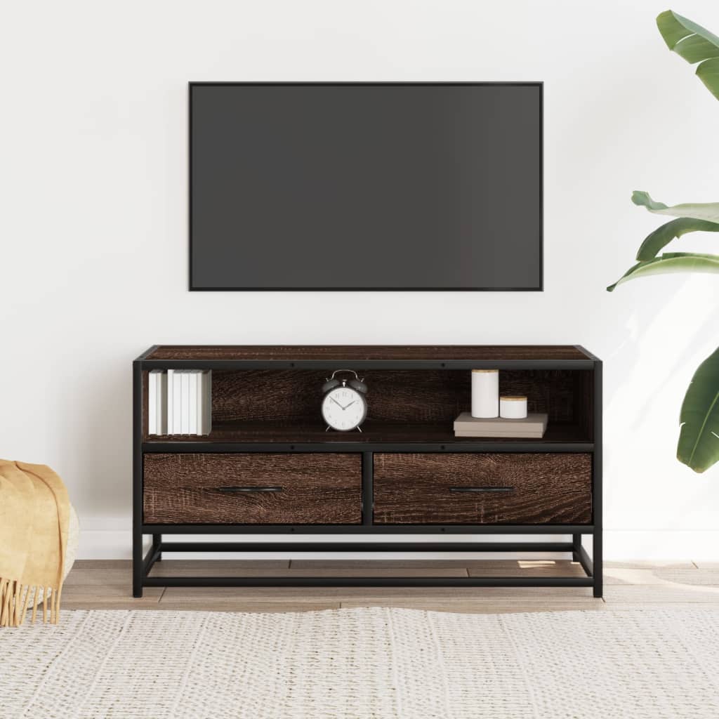 Industrial Wooden 31 Inch TV Tele Stand Unit Cabinet With Storage Drawers Shelf