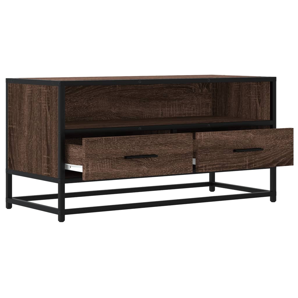 Industrial Wooden 31 Inch TV Tele Stand Unit Cabinet With Storage Drawers Shelf