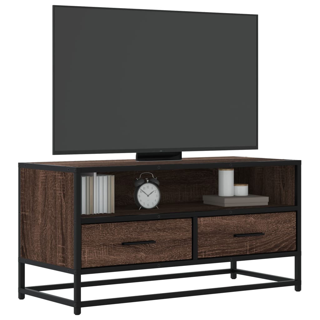 Industrial Wooden 31 Inch TV Tele Stand Unit Cabinet With Storage Drawers Shelf