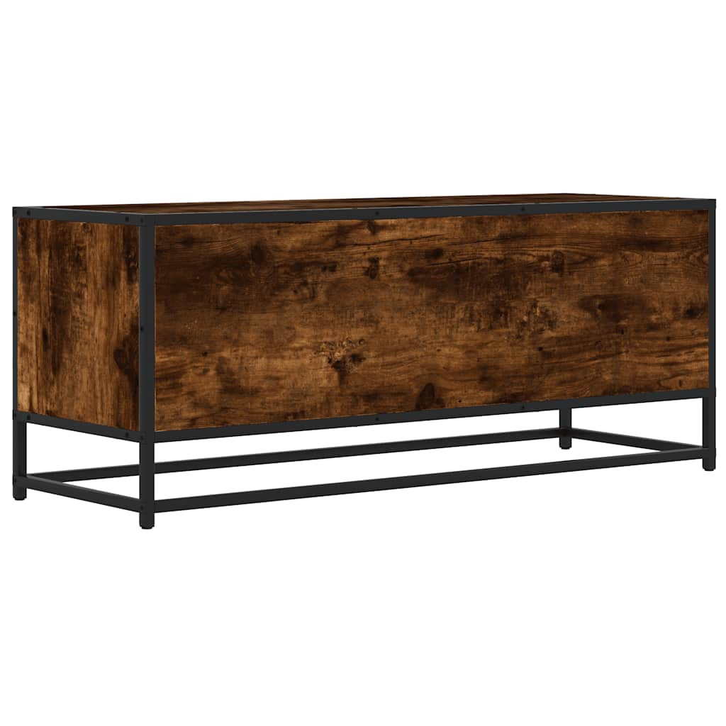 TV Cabinet Smoked Oak 100x34.5x40 cm Engineered Wood and Metal
