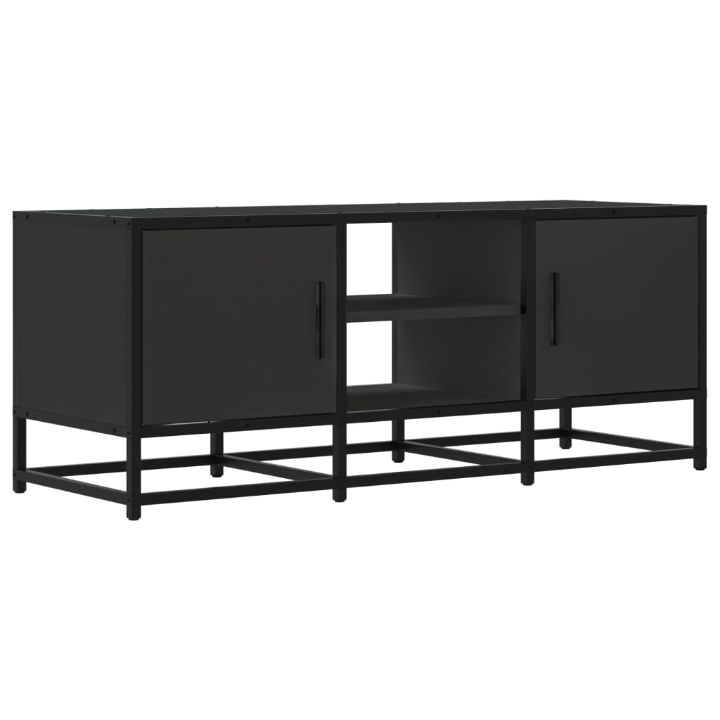 Industrial Wooden 40 Inch TV Tele Stand Unit Cabinet With 2 Doors & Open Storage