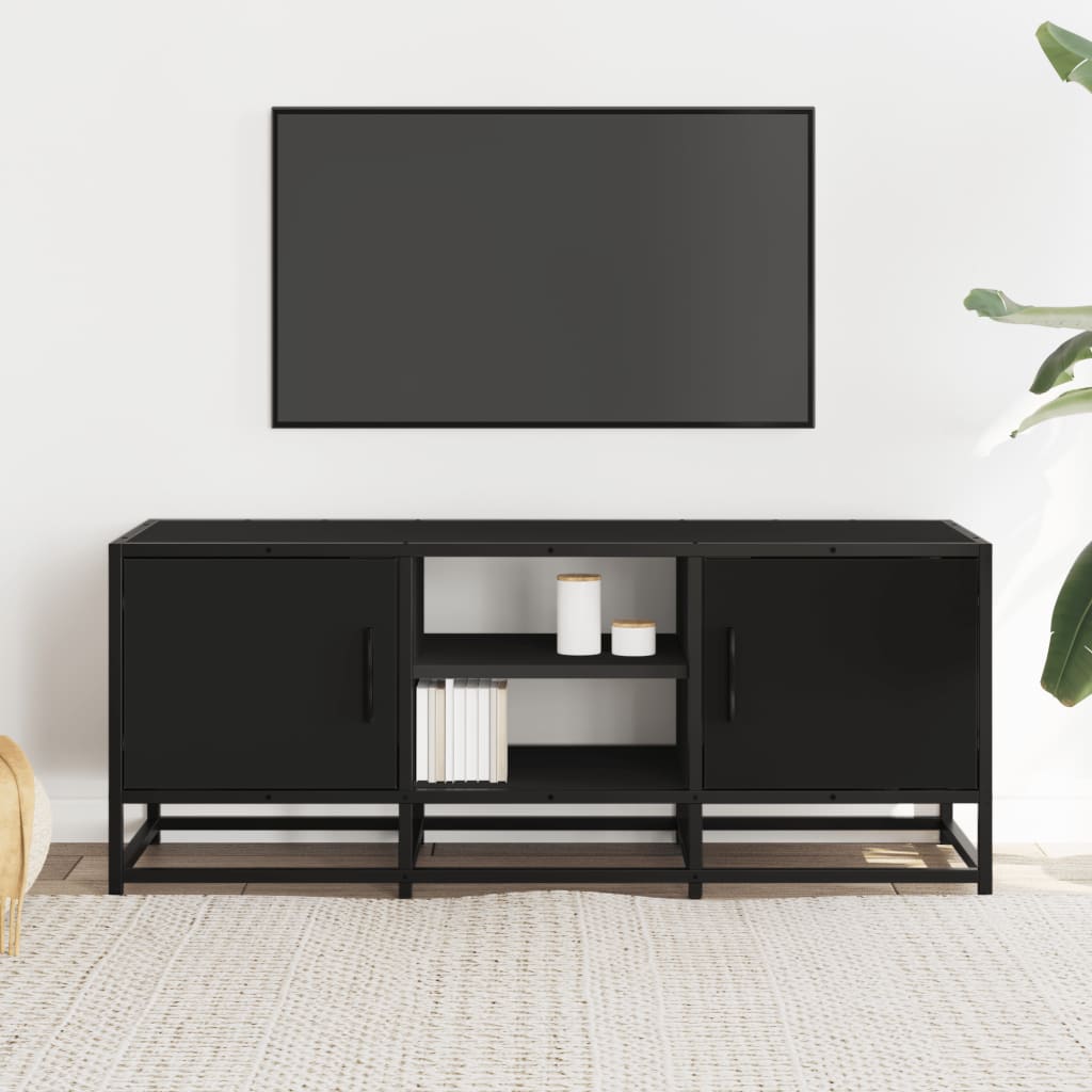 Industrial Wooden 40 Inch TV Tele Stand Unit Cabinet With 2 Doors & Open Storage