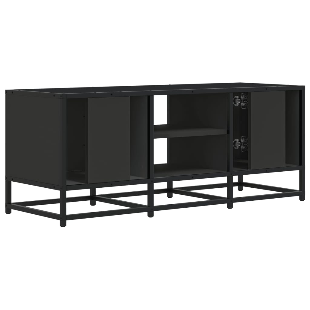 Industrial Wooden 40 Inch TV Tele Stand Unit Cabinet With 2 Doors & Open Storage