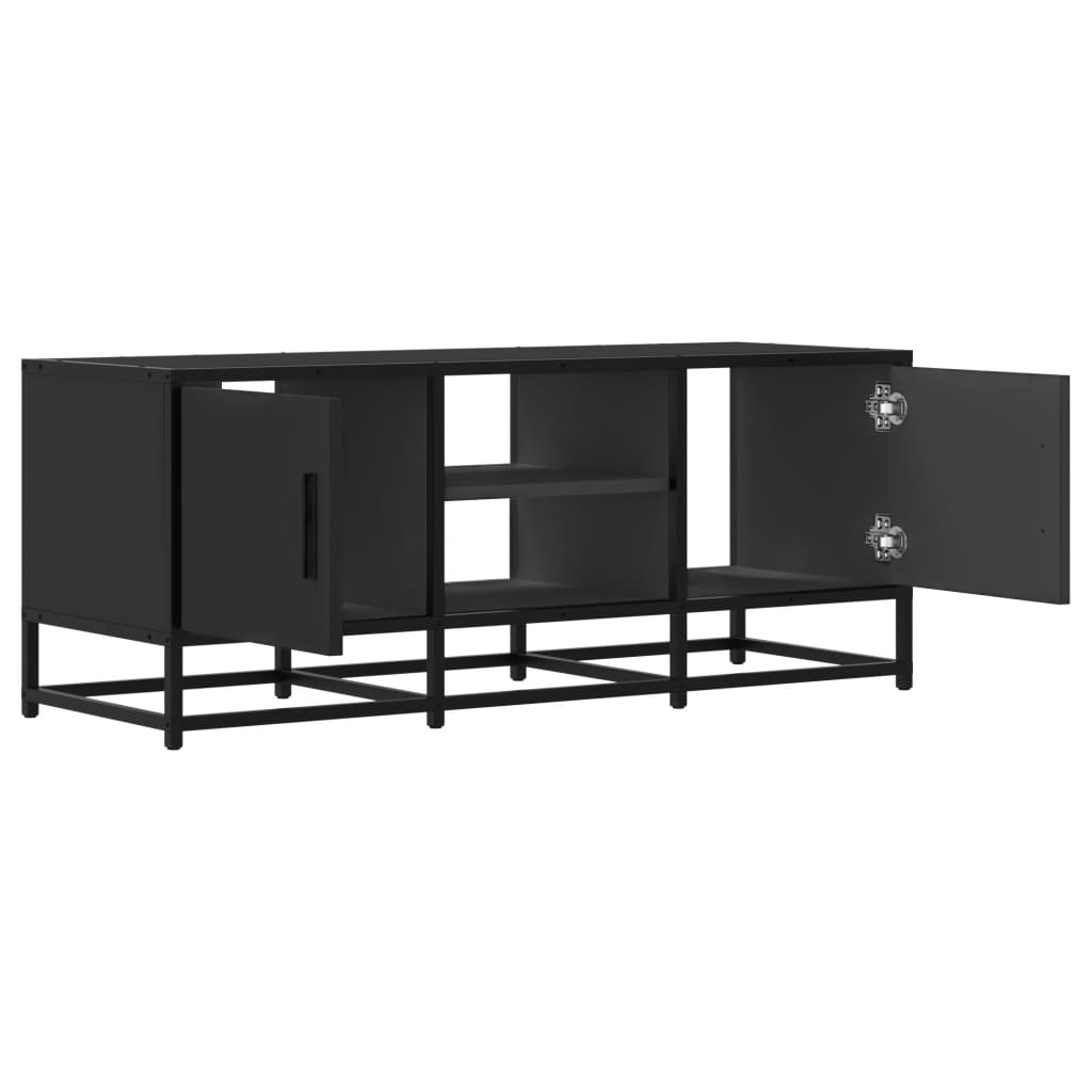 Industrial Wooden 40 Inch TV Tele Stand Unit Cabinet With 2 Doors & Open Storage