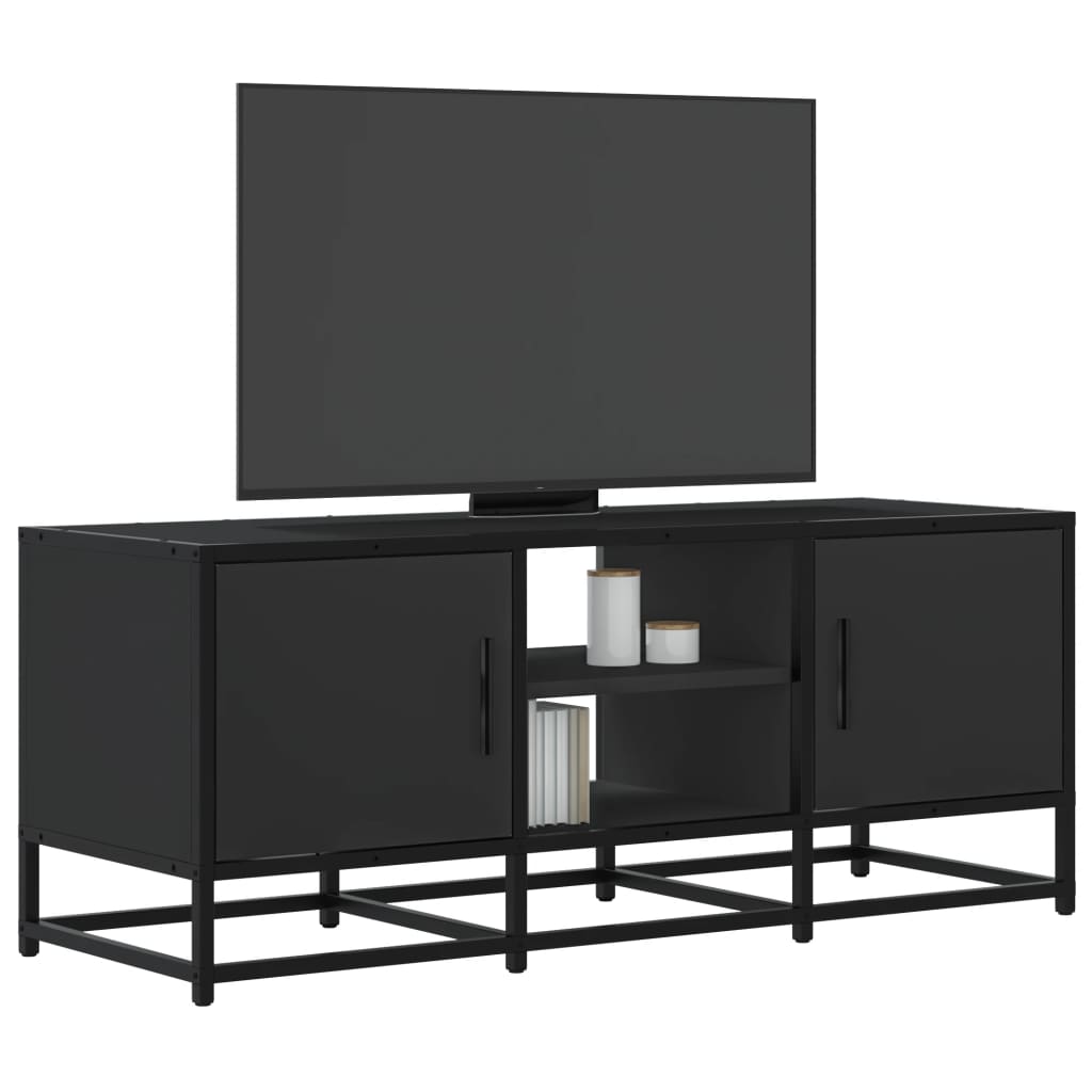Industrial Wooden 40 Inch TV Tele Stand Unit Cabinet With 2 Doors & Open Storage