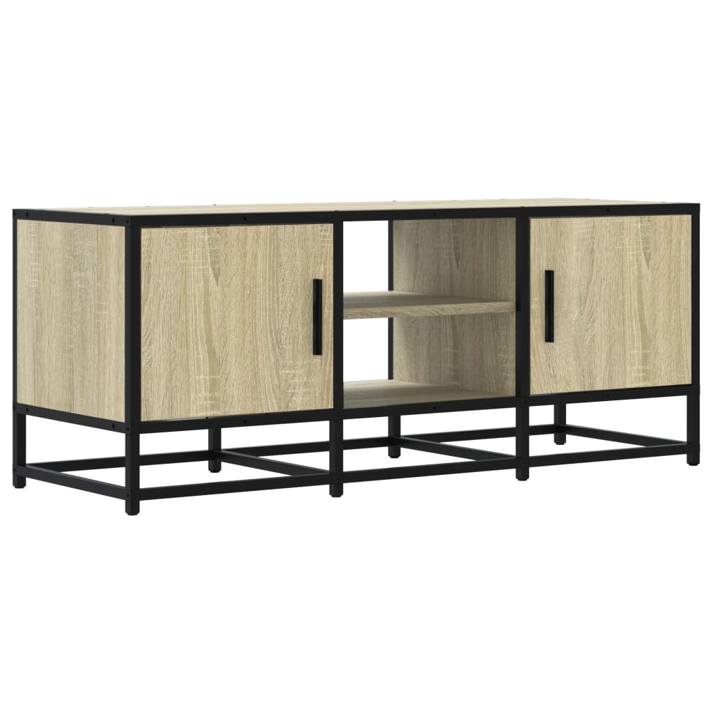 Industrial Wooden 40 Inch TV Tele Stand Unit Cabinet With 2 Doors & Open Storage
