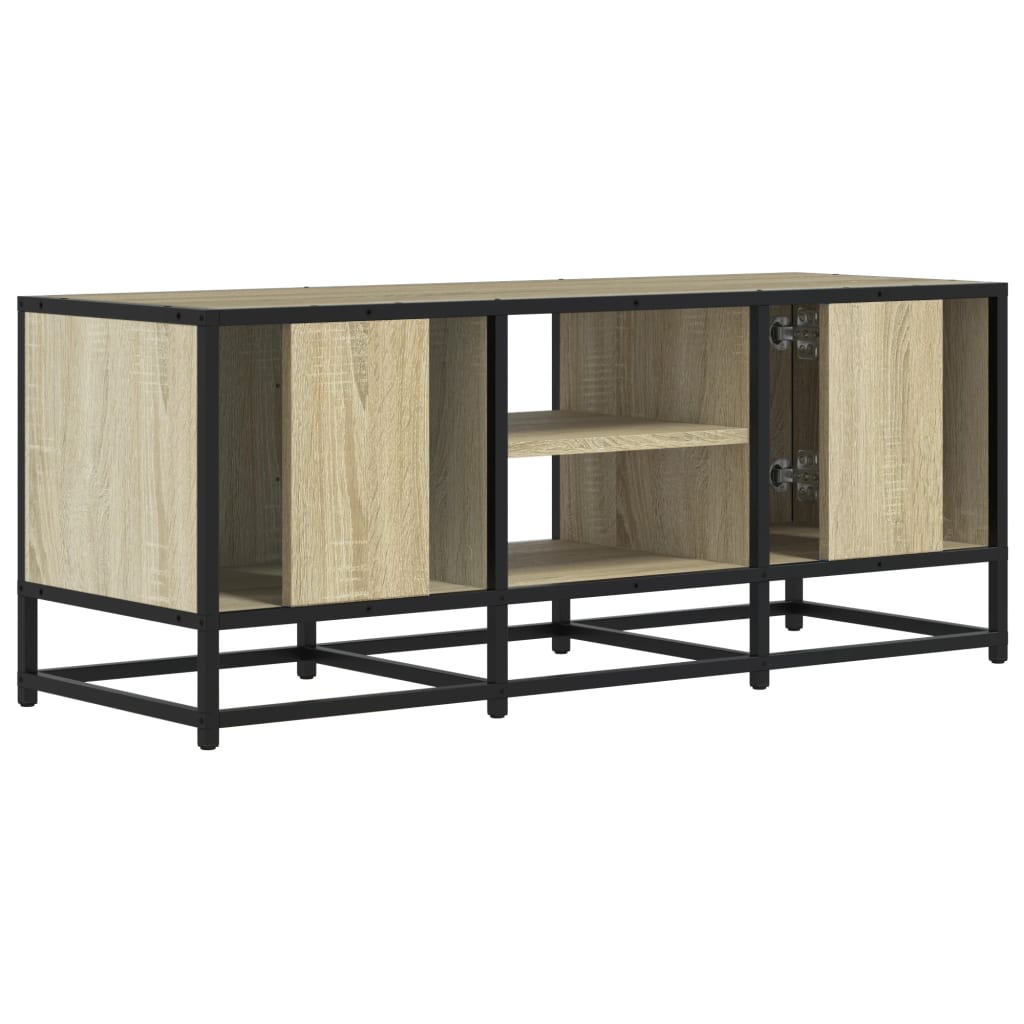 Industrial Wooden 40 Inch TV Tele Stand Unit Cabinet With 2 Doors & Open Storage