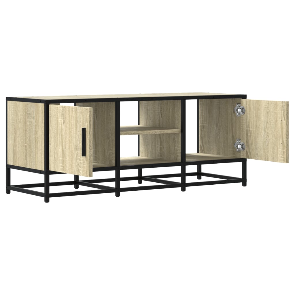 Industrial Wooden 40 Inch TV Tele Stand Unit Cabinet With 2 Doors & Open Storage