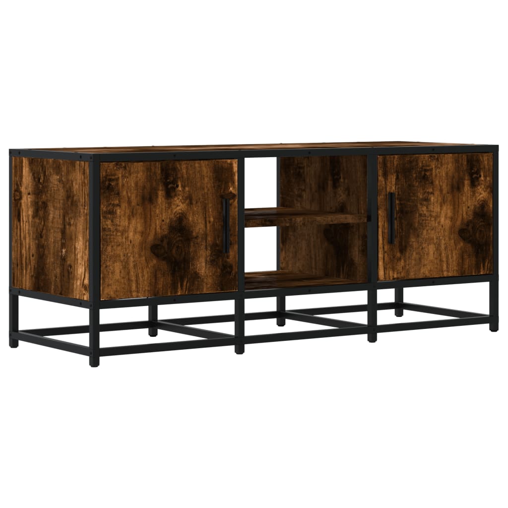 Industrial Wooden 40 Inch TV Tele Stand Unit Cabinet With 2 Doors & Open Storage