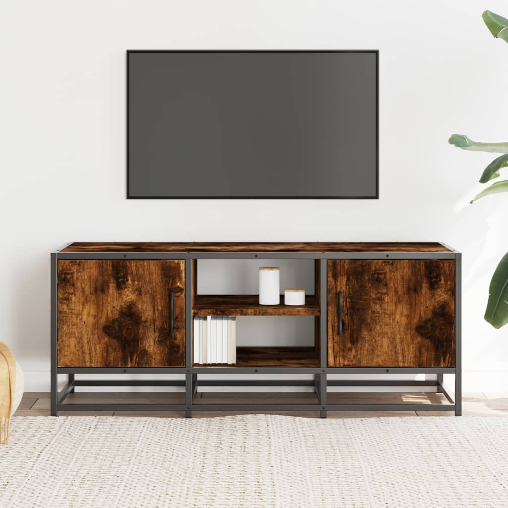 Industrial Wooden 40 Inch TV Tele Stand Unit Cabinet With 2 Doors & Open Storage