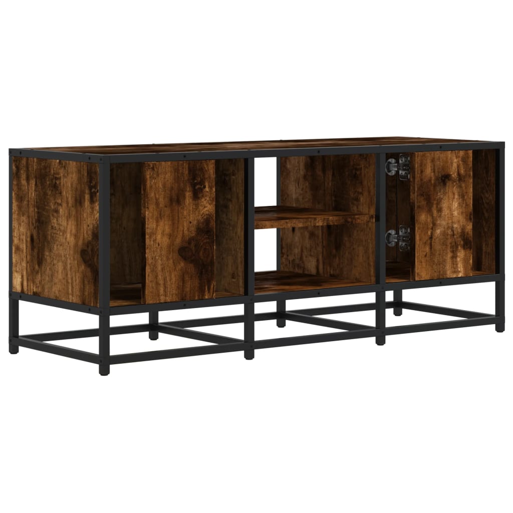 Industrial Wooden 40 Inch TV Tele Stand Unit Cabinet With 2 Doors & Open Storage
