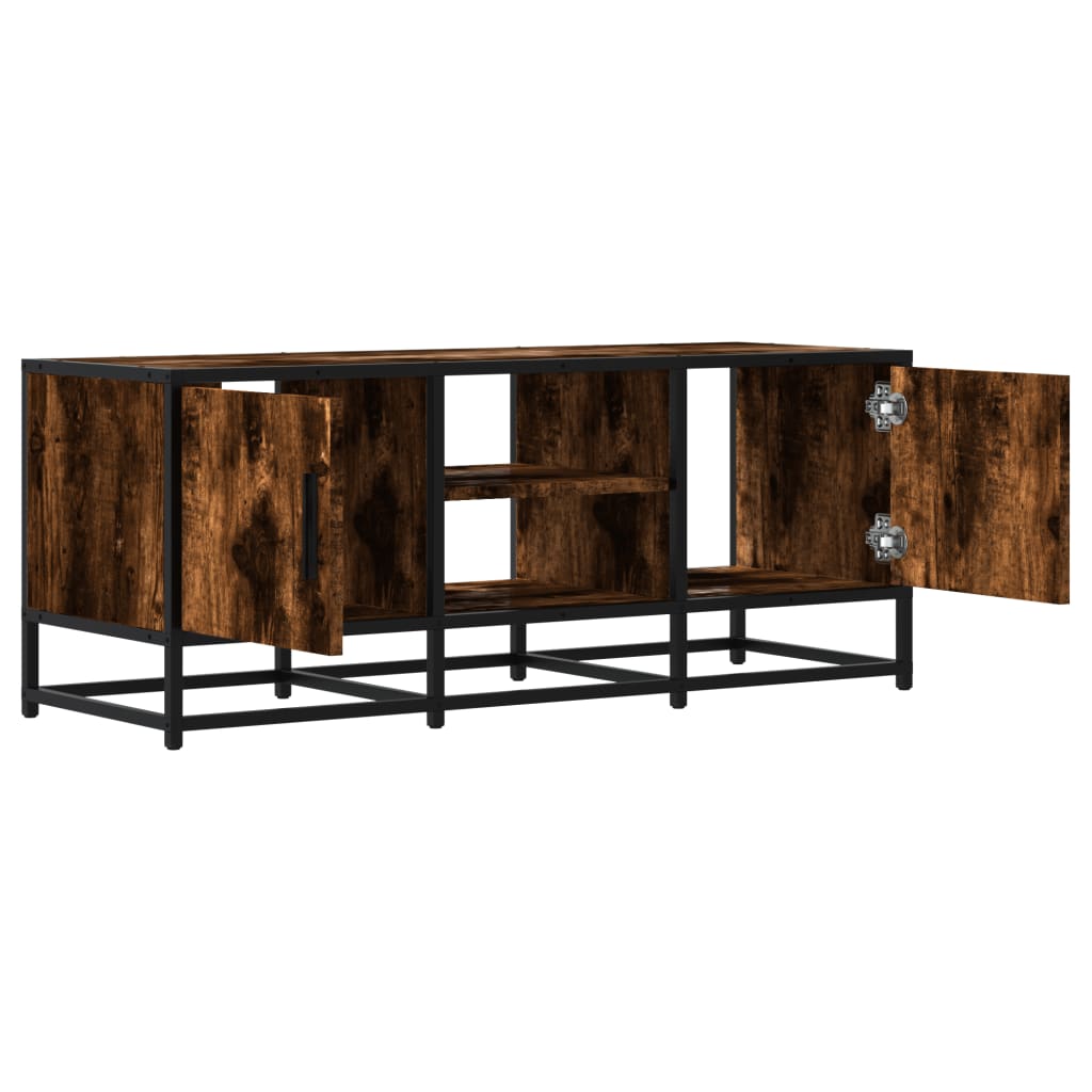 Industrial Wooden 40 Inch TV Tele Stand Unit Cabinet With 2 Doors & Open Storage
