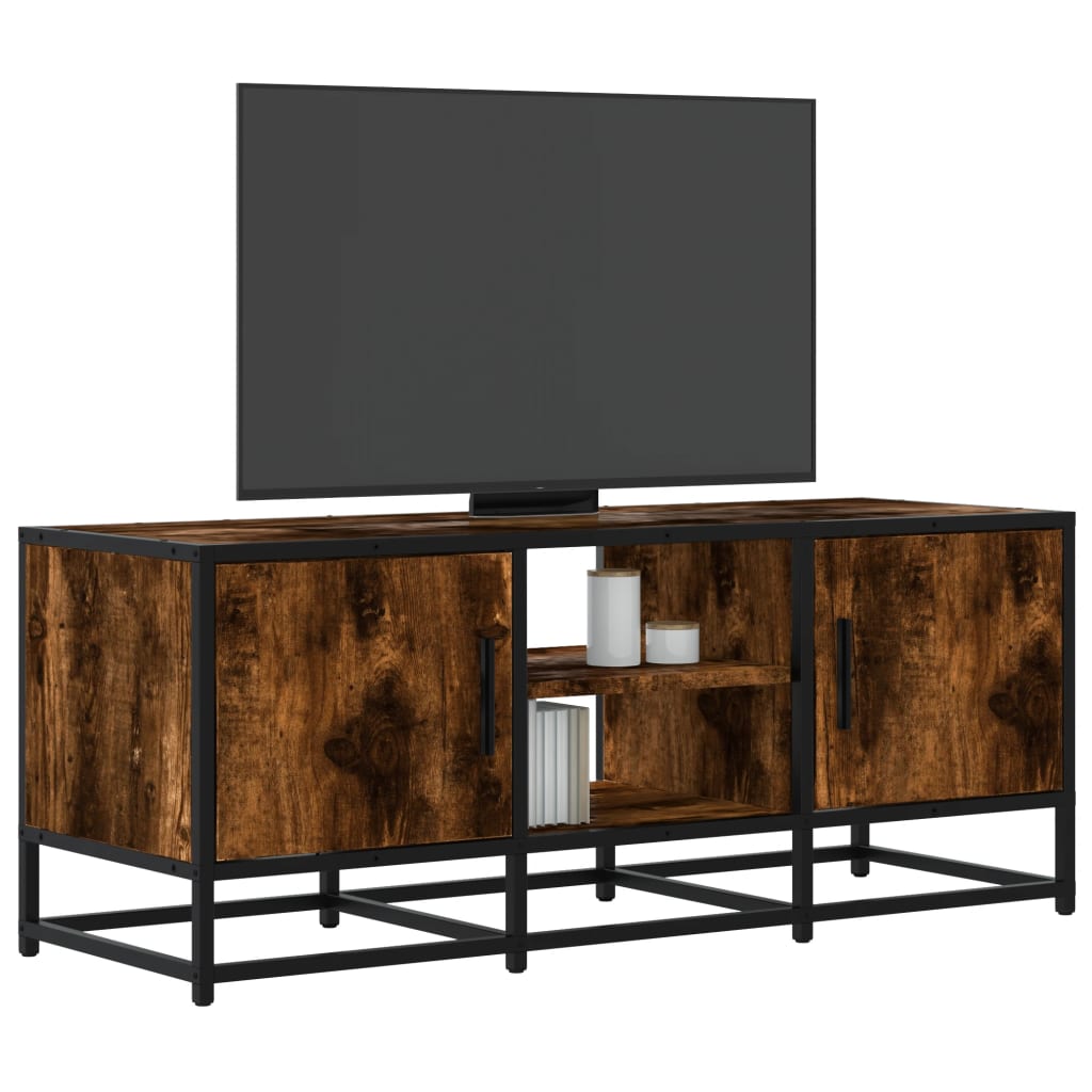 Industrial Wooden 40 Inch TV Tele Stand Unit Cabinet With 2 Doors & Open Storage