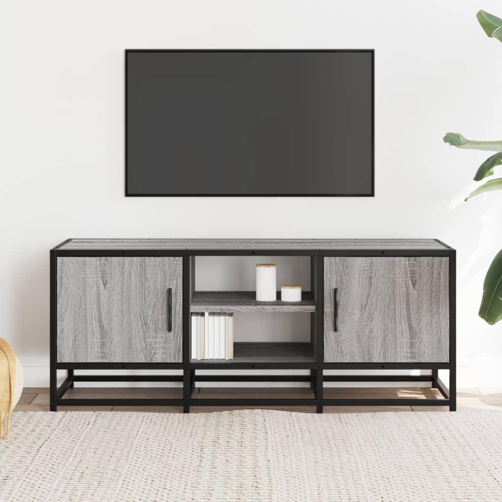 Industrial Wooden 40 Inch TV Tele Stand Unit Cabinet With 2 Doors & Open Storage