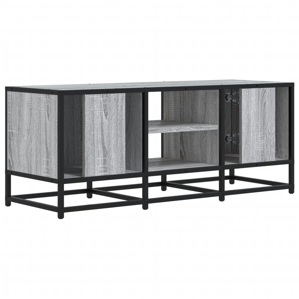 Industrial Wooden 40 Inch TV Tele Stand Unit Cabinet With 2 Doors & Open Storage