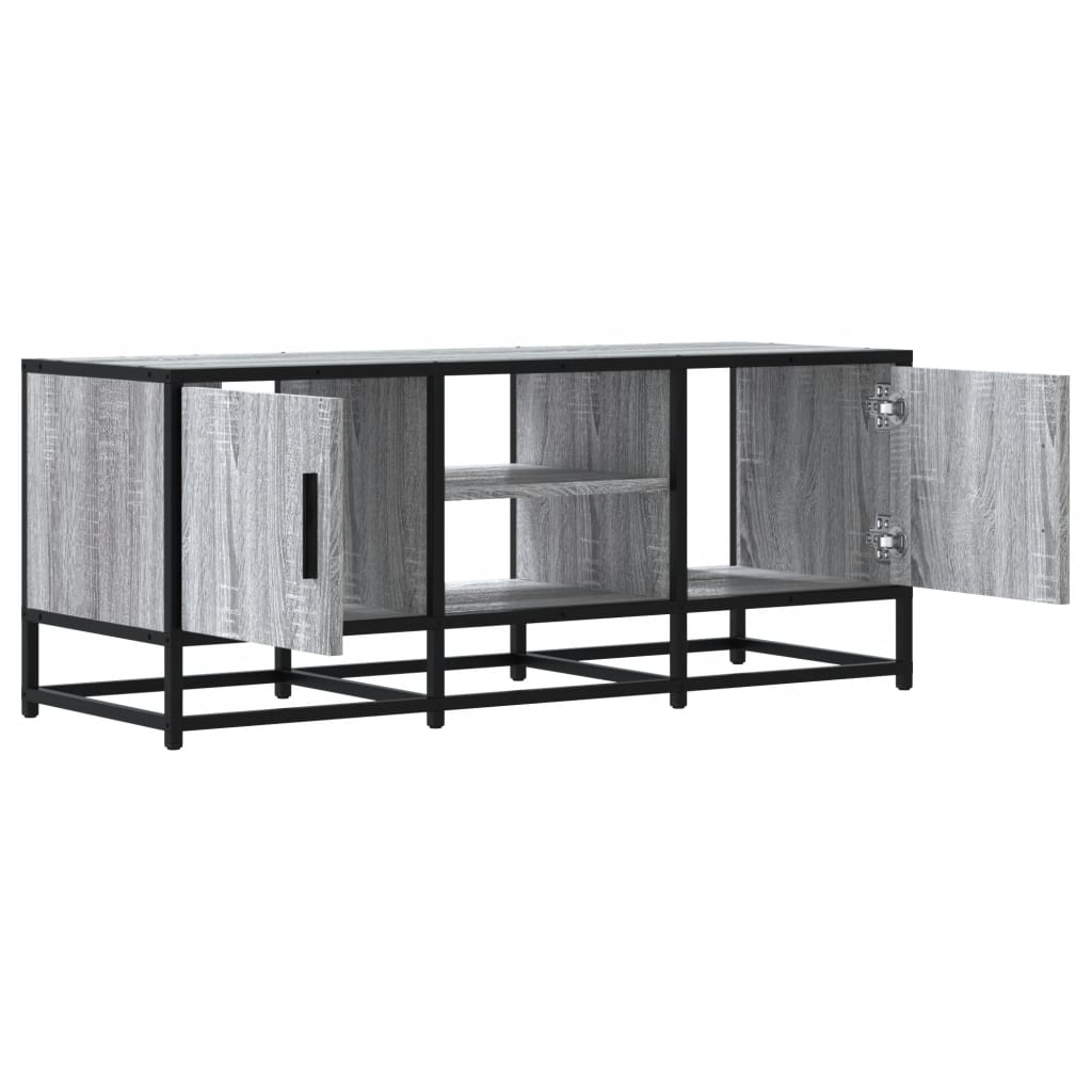 Industrial Wooden 40 Inch TV Tele Stand Unit Cabinet With 2 Doors & Open Storage
