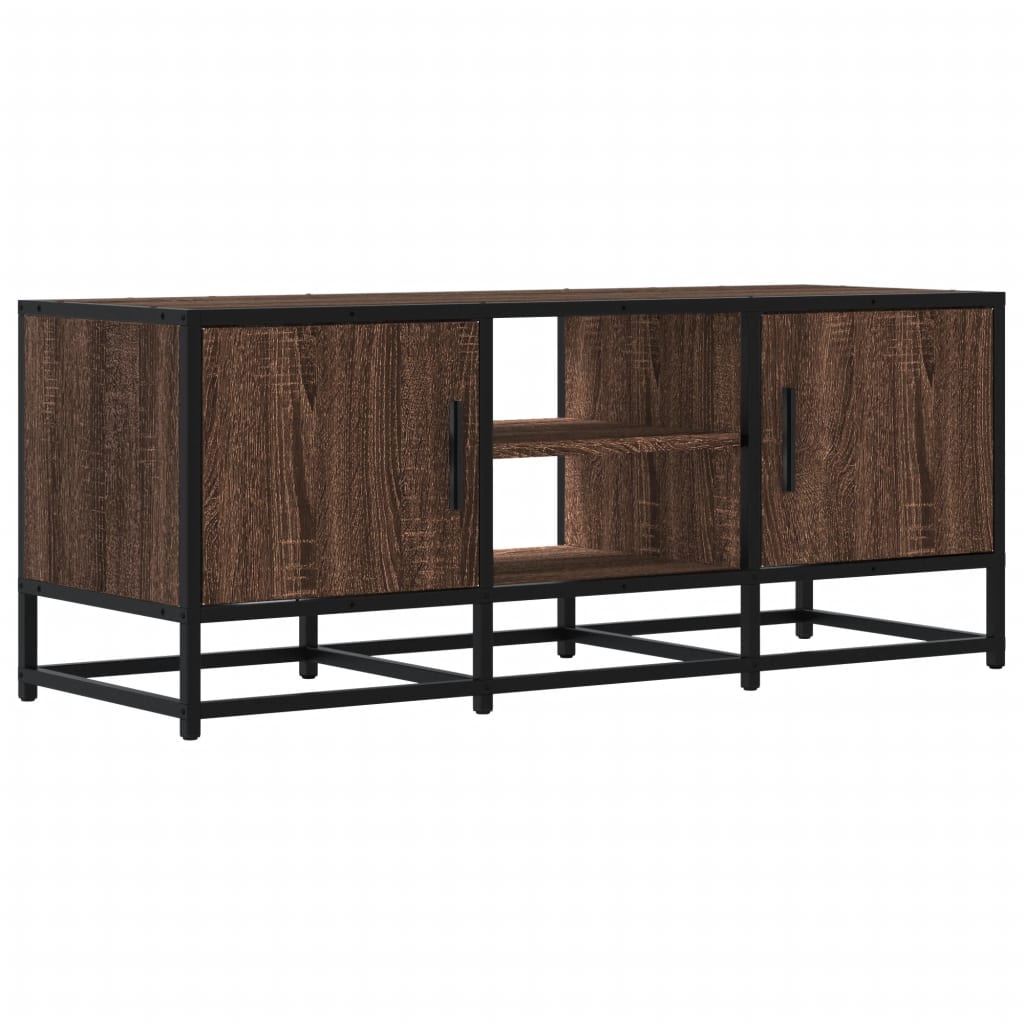 Industrial Wooden 40 Inch TV Tele Stand Unit Cabinet With 2 Doors & Open Storage