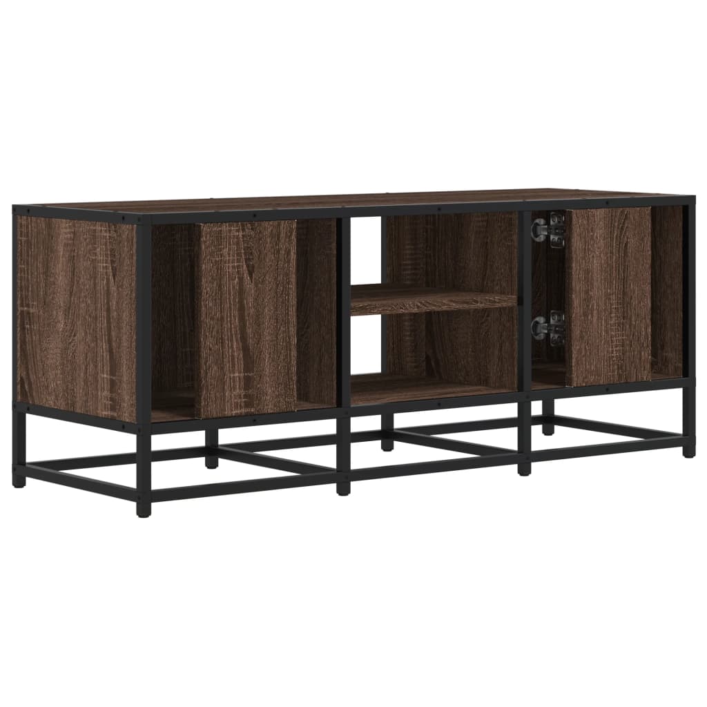 Industrial Wooden 40 Inch TV Tele Stand Unit Cabinet With 2 Doors & Open Storage