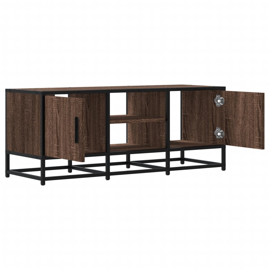 Industrial Wooden 40 Inch TV Tele Stand Unit Cabinet With 2 Doors & Open Storage