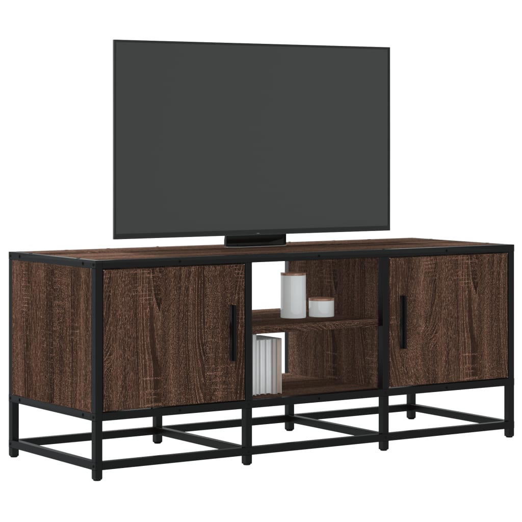 Industrial Wooden 40 Inch TV Tele Stand Unit Cabinet With 2 Doors & Open Storage