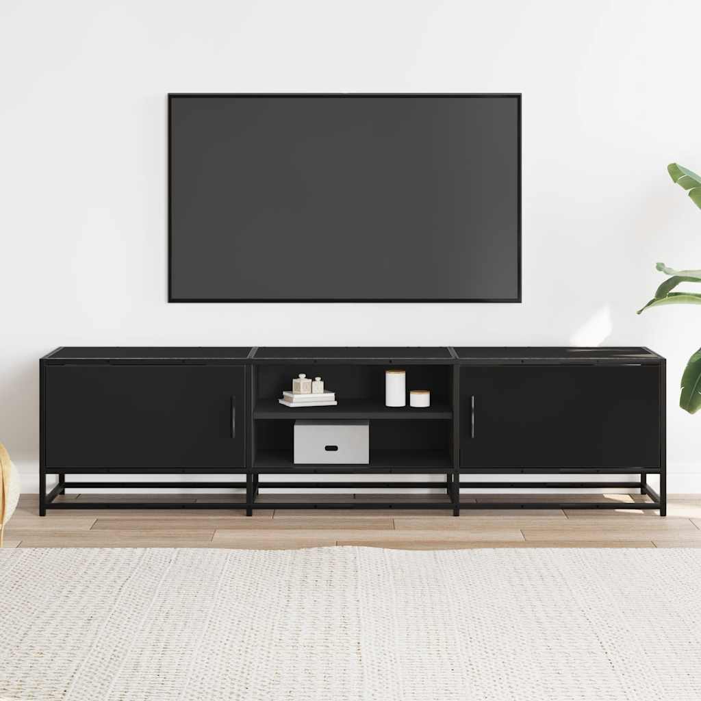 Industrial Wooden 63 Inch TV Tele Stand Unit Cabinet With 2 Doors & Open Storage