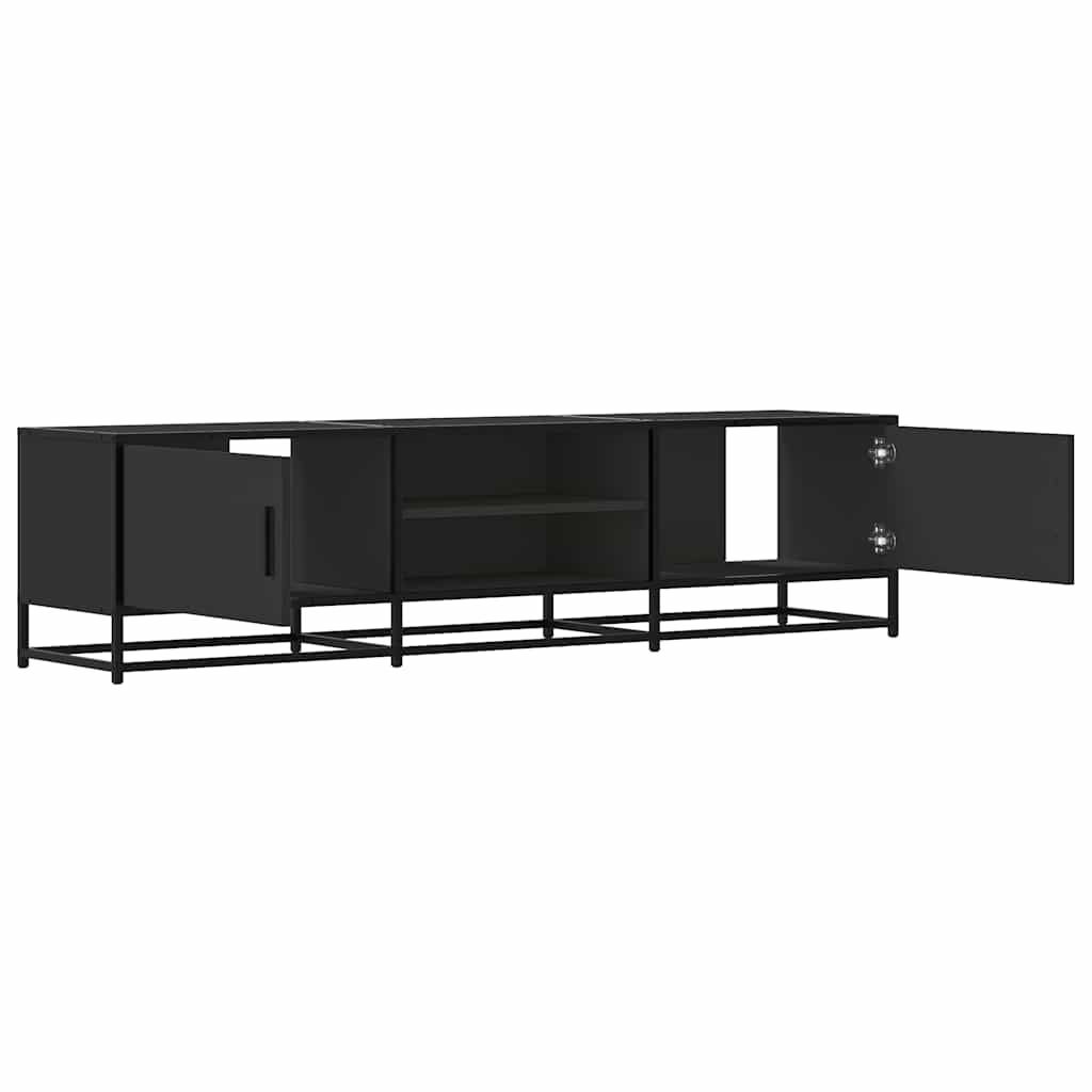 Industrial Wooden 63 Inch TV Tele Stand Unit Cabinet With 2 Doors & Open Storage