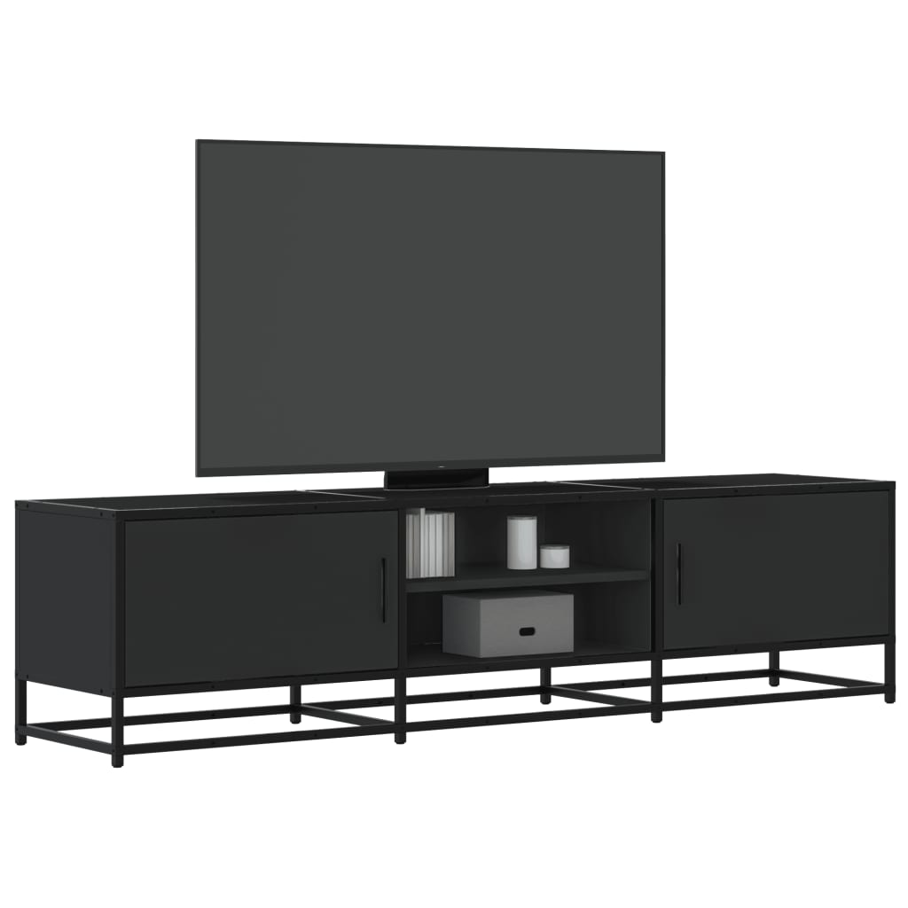 Industrial Wooden 63 Inch TV Tele Stand Unit Cabinet With 2 Doors & Open Storage