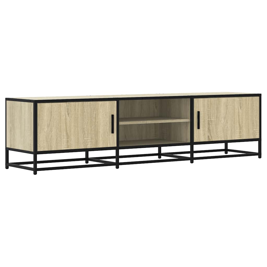 Industrial Wooden 63 Inch TV Tele Stand Unit Cabinet With 2 Doors & Open Storage