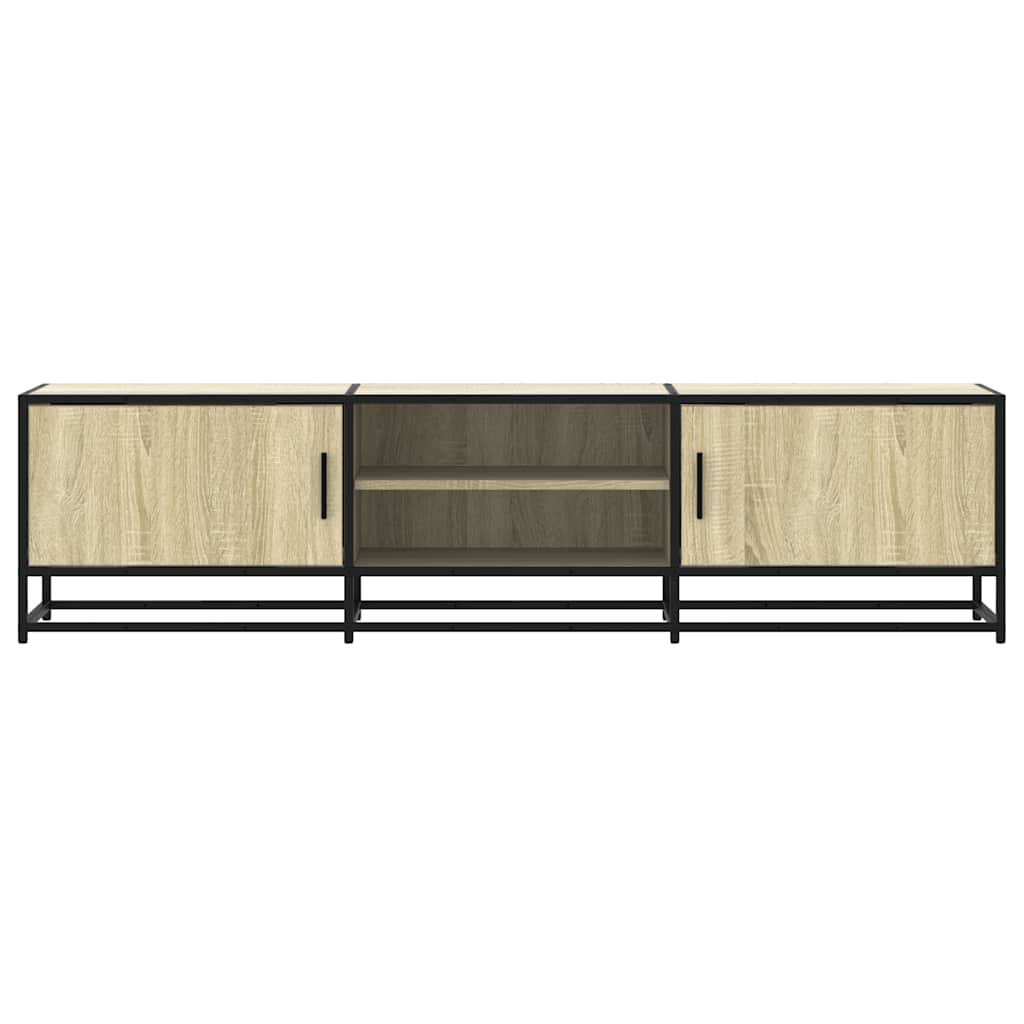 Industrial Wooden 63 Inch TV Tele Stand Unit Cabinet With 2 Doors & Open Storage
