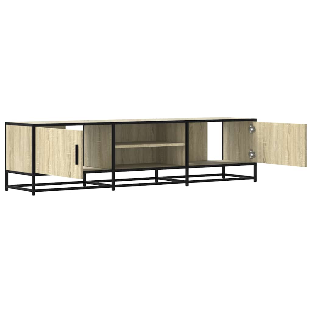 Industrial Wooden 63 Inch TV Tele Stand Unit Cabinet With 2 Doors & Open Storage